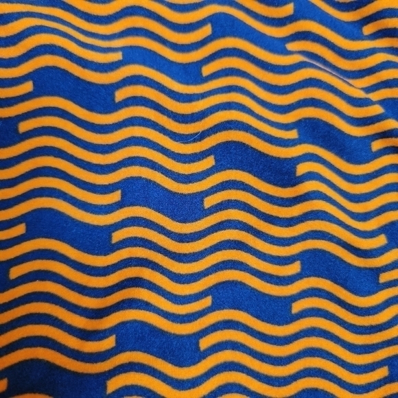 𝅺Perfect Fall Colors! LuLaRoe☆ Orange & Blue/Purple OS Leggings Print EUC - Picture 4 of 6